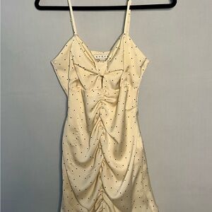 HYFVE Cream Polka Dot Ruched Mini Dress – Size M – Keyhole Detail